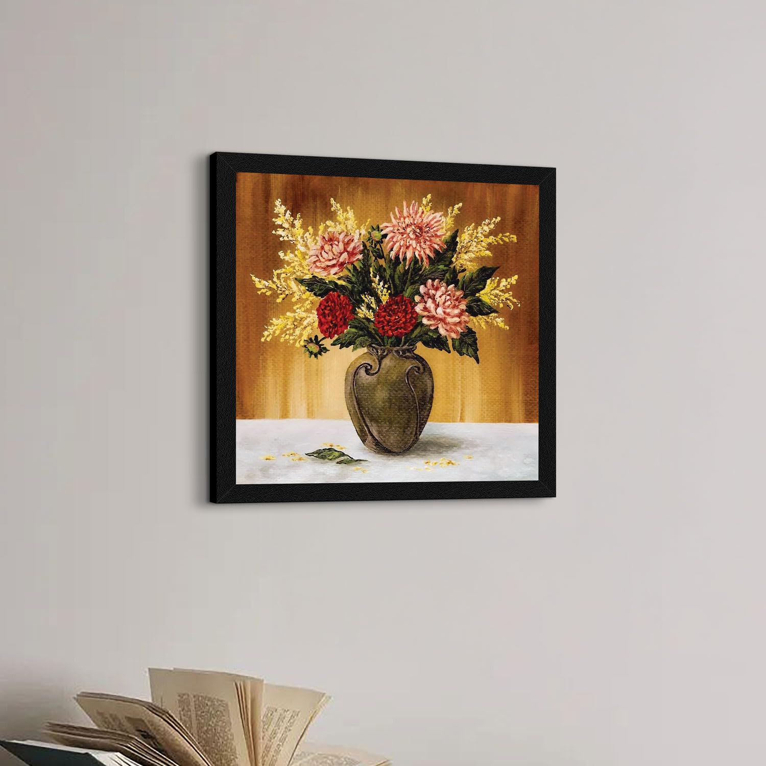 ArtX Paper Flower Wall Art Framed Painting, Wall Decor For Living